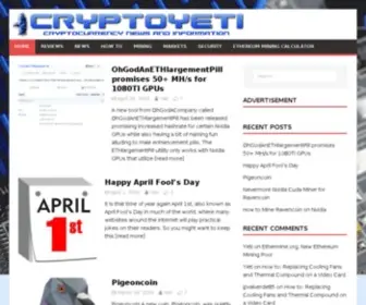 CRYptoyeti.com(Cryptocurrency news and information) Screenshot