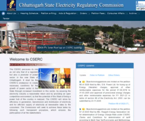 Cserc.gov.in(Chhattisgarh State Electricity Regulatory Commission) Screenshot