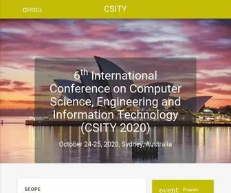 Csity2020.org(Engineering and Information Technology (CSITY 2020)) Screenshot