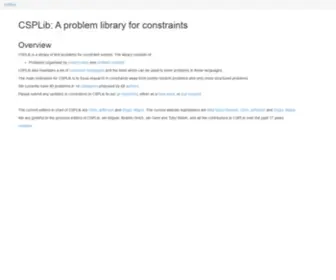 CSplib.org(A problem library for constraints) Screenshot