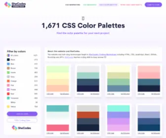 CSscolorpalettes.com(1,671 CSS Color Palettes) Screenshot