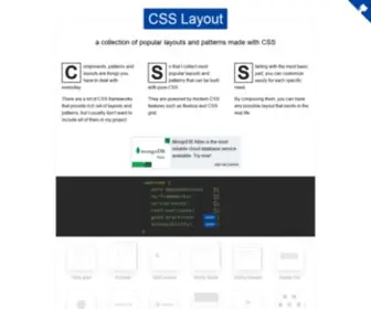 CSslayout.io(A collection of popular layouts and patterns made with CSS) Screenshot