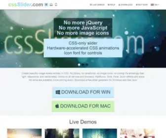 CSSslider.com(Fat-Free Responsive Slider. Pure CSS & HTML. Awesome animations and templates. Visual Maker) Screenshot