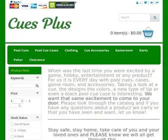 Cuesplus.com(Cues Plus Billiards Billiard store with Pool cues) Screenshot