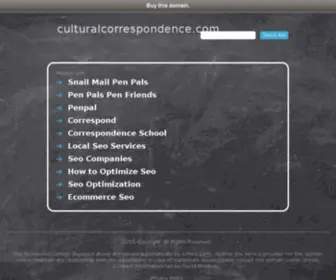 Culturalcorrespondence.com(Welcome to) Screenshot