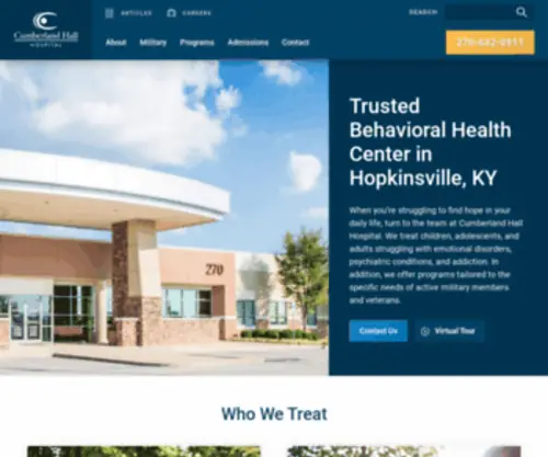 Cumberlandhallhospital.com(Behavioral health center) Screenshot