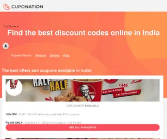 Cuponation.in(Coupons and Deals for best online shopping sites in India) Screenshot