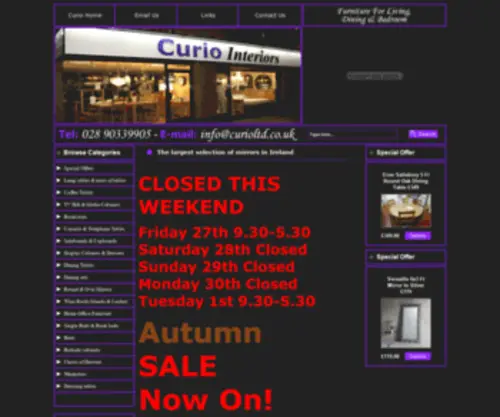 Curioltd.co.uk(Curio Furniture & mirrors Belfast) Screenshot