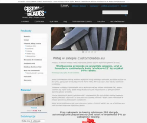Customblades.eu(CustomBlades pierwszy sklep z klingami custom do oprawy) Screenshot