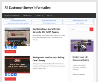 Customersurveyinfo.com(Details About Customer Satisfaction Survey And Sweeptakes) Screenshot