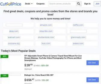 Cutfullprice.com(Coupons, Promo Codes, Coupon Codes, Discounts and Great Deals) Screenshot