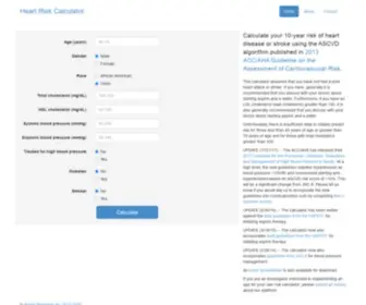 Cvriskcalculator.com(ACC/AHA ASCVD Risk Calculator) Screenshot