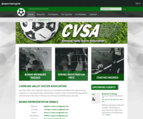 Cvsasoccer.info(Chemung Valley Soccer Association) Screenshot