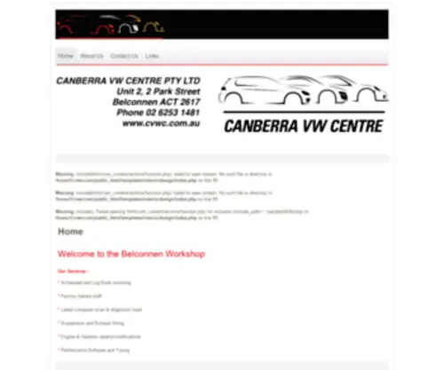 CVWC.com.au(Canberra VW Centre) Screenshot