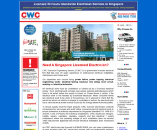 CWC.com.sg(24 Hours Licensed Electrician & Electrical Worker Singapore) Screenshot