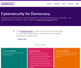 Cybersecurityfordemocracy.org(Cybersecurity for Democracy) Screenshot