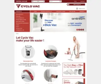 CYclovac.com(Central vacuum systems introduction) Screenshot