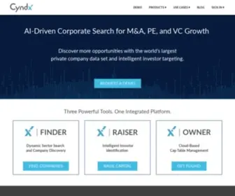 CYNDX.com(AI-Driven Corporate Search for M&A, PE, and VC Growth) Screenshot