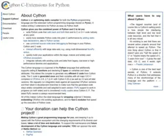 CYthon.org(C-Extensions for Python) Screenshot