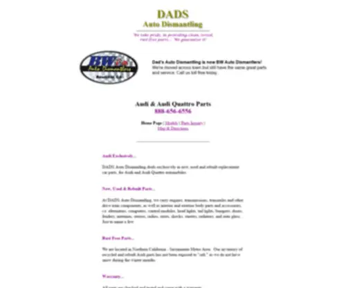 Dadsauto.com(Dads Auto Recycling) Screenshot