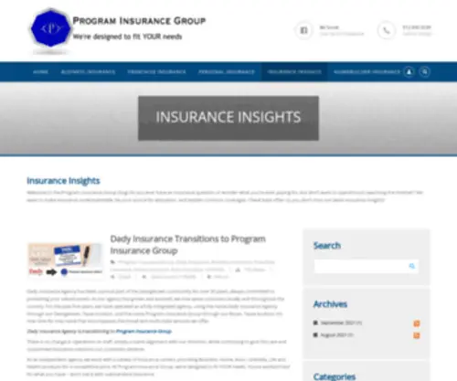 Dadyinsurance.com(Dady Insurance Transitions to Program Insurance Group) Screenshot