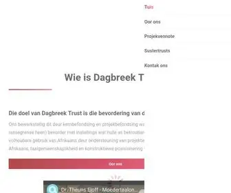 Dagbreektrust.com(Die doel van Dagbreek Trust) Screenshot