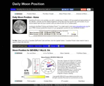 Dailymoonposition.com(Daily Moon Position for any location worldwide including magnetic declination) Screenshot