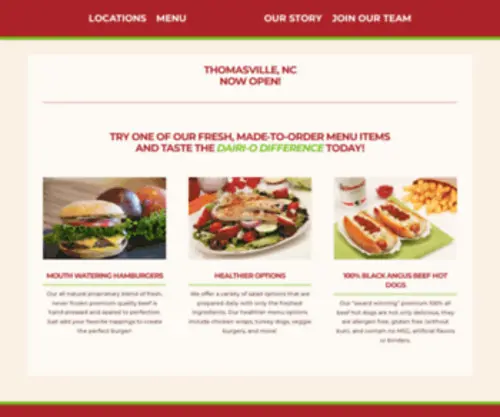 Dairios.com(Dairi-O Restaurants Winston-Salem, Rural Hall, King) Screenshot