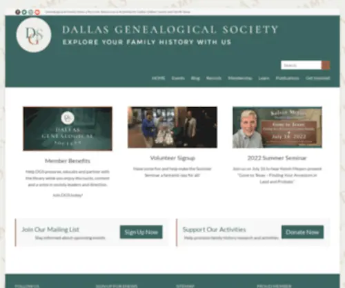 Dallasgenealogy.org(DALLAS GENEALOGICAL SOCIETY) Screenshot