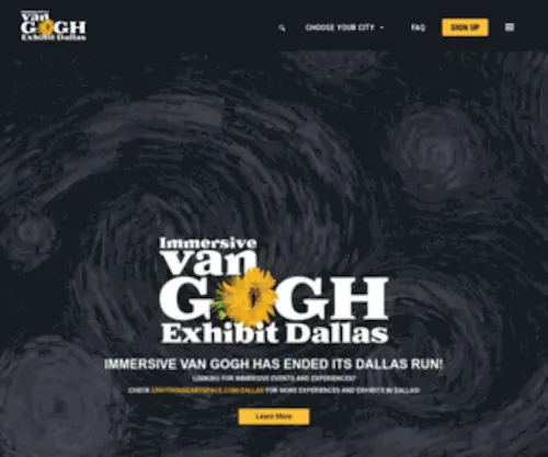 Dallasvangogh.com(Van Gogh Exhibit Dallas) Screenshot