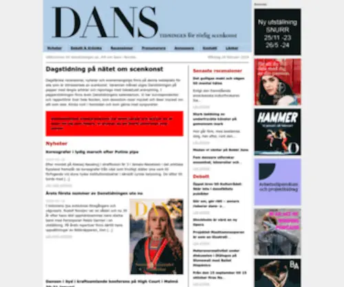 Danstidningen.se(Dagstidning på nätet om scenkonst) Screenshot