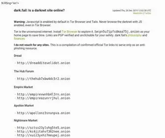 Darkfail.org(Learn how to use Tor hidden services safely. Check whether a darknet site) Screenshot