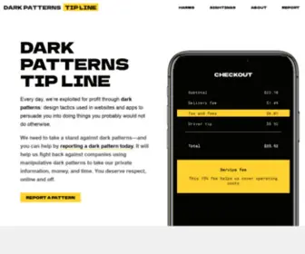 Darkpatternstipline.org(The Dark Patterns Tip Line) Screenshot