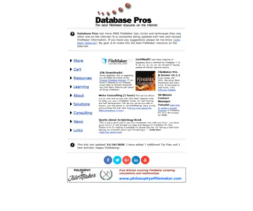 Databasepros.com(FileMaker Training and Resources) Screenshot