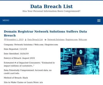 Databreachlist.com(Has Your Personal Information Been Compromised) Screenshot