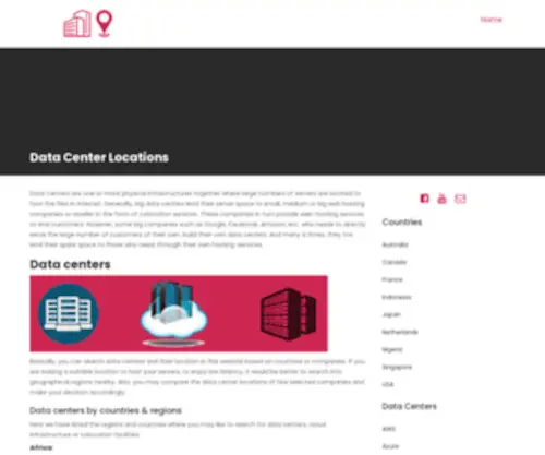 Datacenterlocations.com(Data center locations) Screenshot