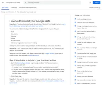 Dataliberation.org(How to download your Google data) Screenshot