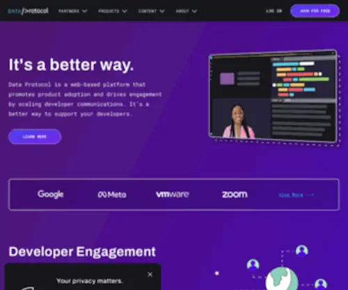 Dataprotocol.com(Reach, engage, and support your developers) Screenshot