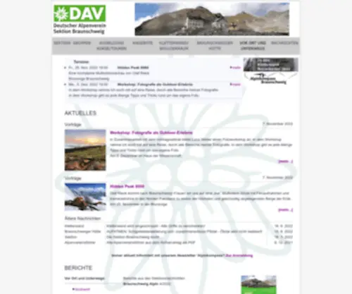 DavBs.de(Deutscher Alpenverein Sektion Braunschweig e.V) Screenshot