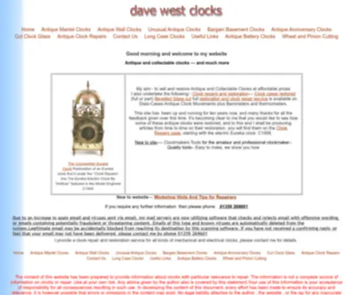 Davewestclocks.co.uk(Antique and collectable clocks at affordable prices) Screenshot