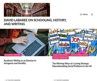 Davidlabaree.com(Comments on the nature of the US system of schooling) Screenshot