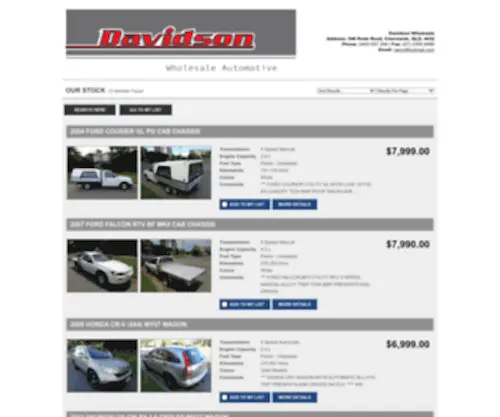 Davidsonwholesale.com.au(Our Cars) Screenshot