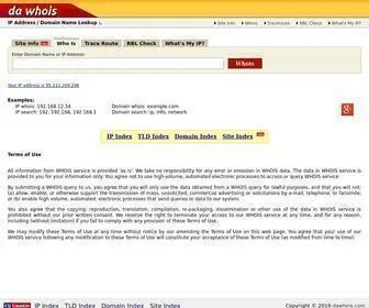 DaWhois.com(IP Whois Lookup) Screenshot