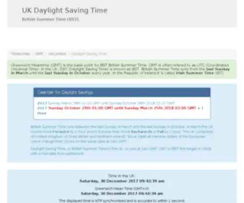 Daylightsavingtime.co.uk(BST British Summer Time) Screenshot