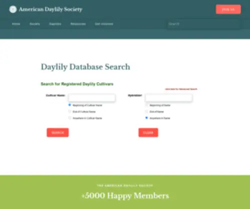 Daylilydatabase.org(Daylily Database Search) Screenshot
