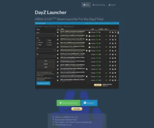 Dayzlauncher.com(Easy to use launcher for ARMA 2 OA 1.63 (Steam)) Screenshot