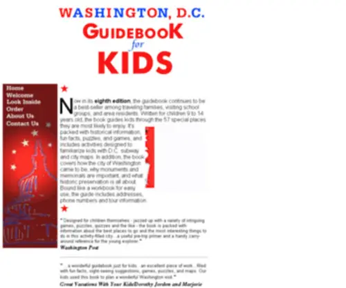 DC4Kids.com(DC 4 Kids The Washington DC Guidebook for Kids) Screenshot