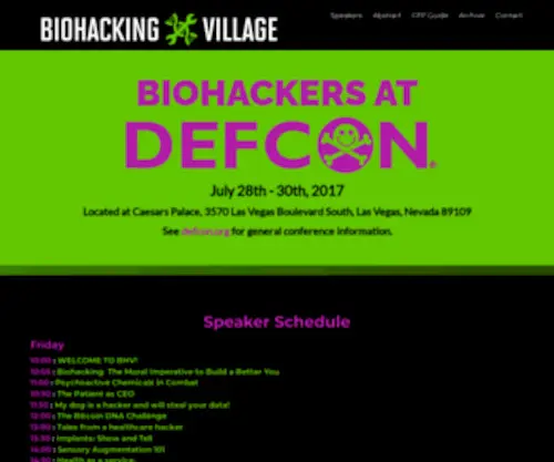 DCBHV.org(DEF CON Bio Hacking Village) Screenshot