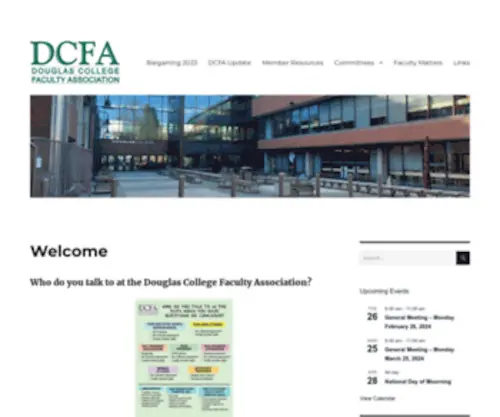 Dcfa.ca(Douglas College Faculty Association (DCFA)) Screenshot