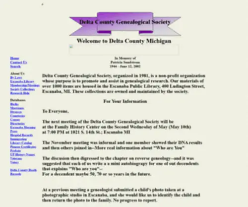 Dcmigs.org(Delta County Genealogical Society) Screenshot